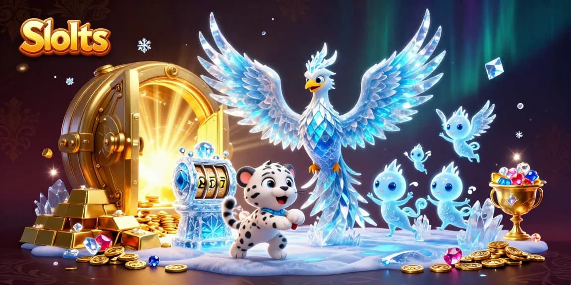 Spin the reels and win with the vibrant Slots scene featuring magical creatures and treasures.