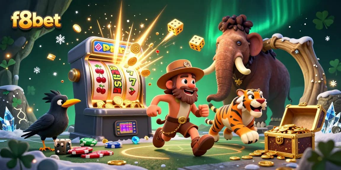 Experience thrilling casino action with f8bet's vibrant characters and jackpot challenges in this dynamic 3D scene.