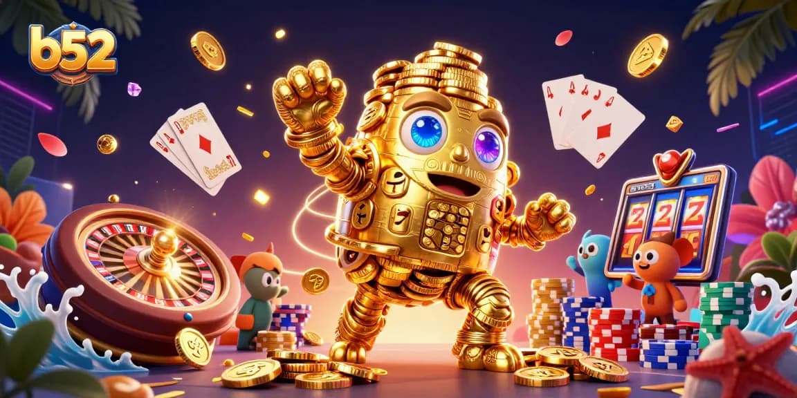 B52 players spinning the 3D casino wheel while collecting jackpot coins and gems.