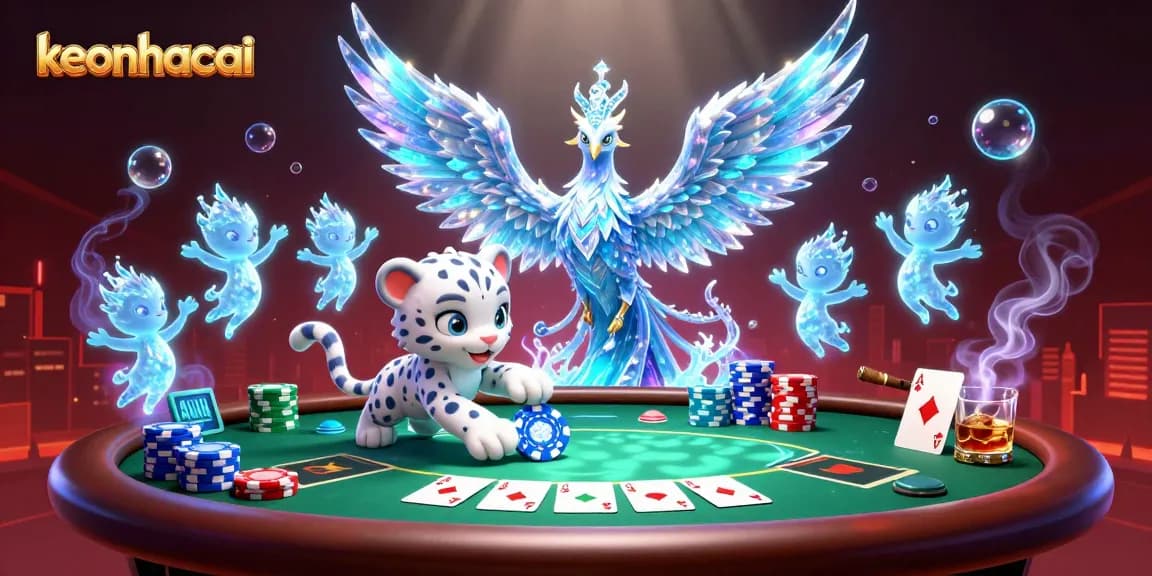 Engage in keonhacai's vibrant casino atmosphere with stunning characters and dynamic poker elements.