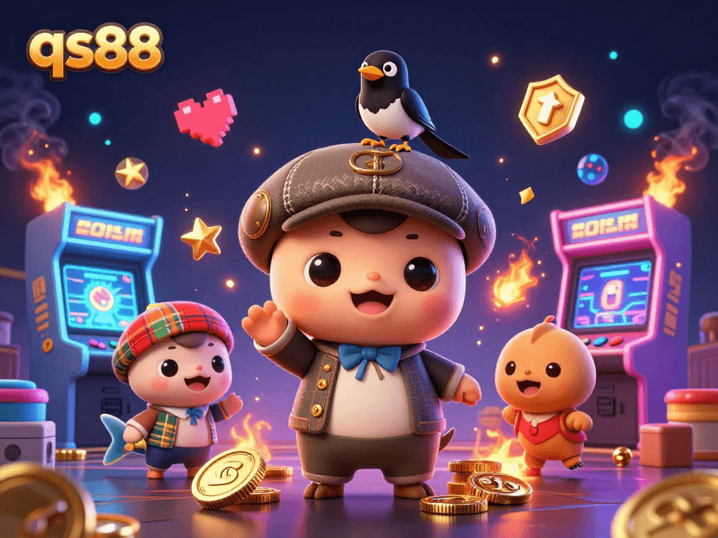 Engage with qs88 for winning strategies in vibrant 3D casino scenes featuring playful characters and dynamic game elements.