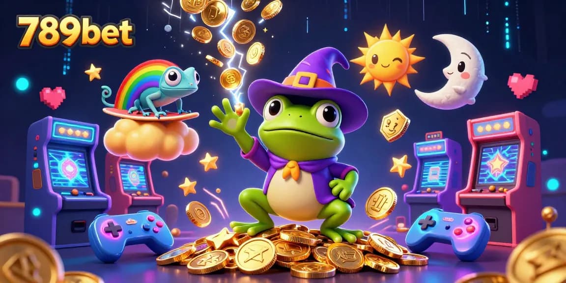 Experience the thrill of 789bet with a magical storm of golden coins and animated characters.