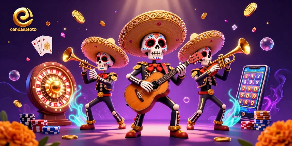 Experience the excitement of cendanatoto with vivid 3D illustration of a mariachi band in action!