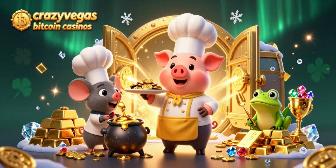 Experience thrilling gameplay at crazyvegas bitcoin casinos with vibrant gold and cartoon characters.
