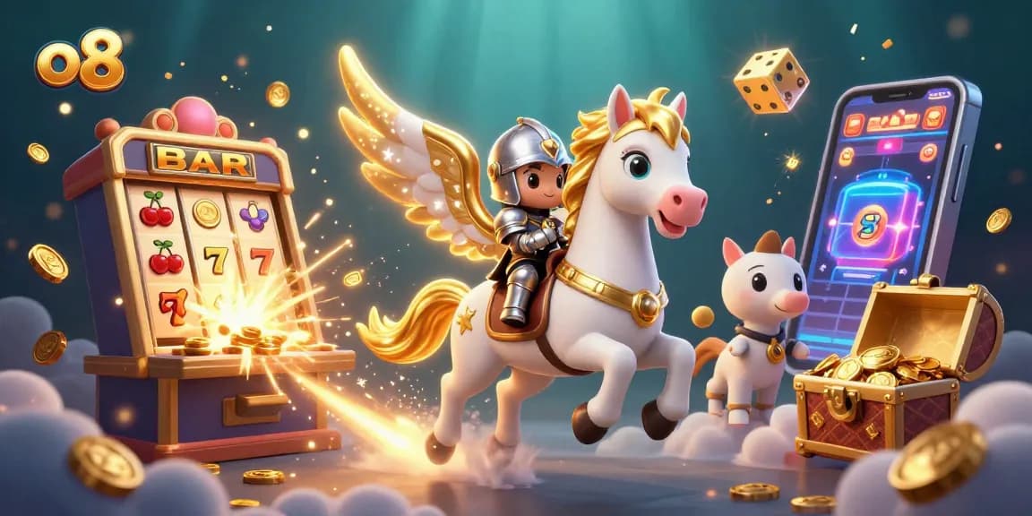 Experience exciting gameplay with o 8, featuring dynamic slot machines and a magical knight.