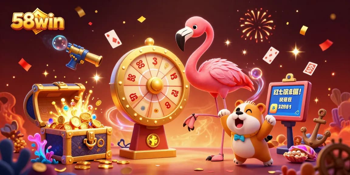 Engage with exciting moments at 58win, featuring vibrant gambling elements and energetic characters.