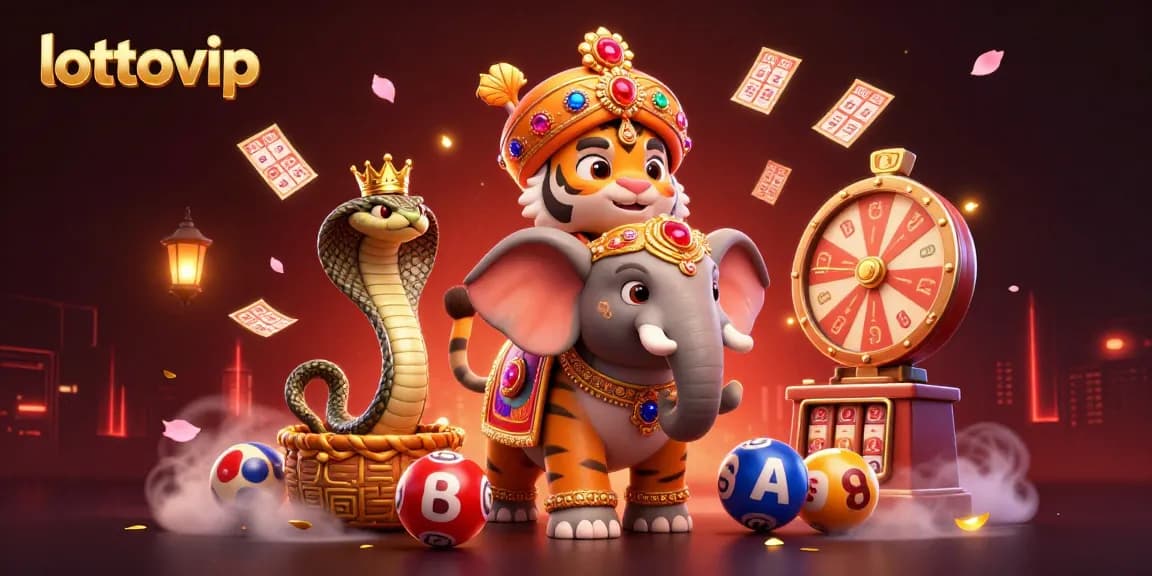 lottovip menampilkan ilustrasi 3D yang menarik dengan karakter utama melakukan pembelian kupon lotere dan memeriksa hasilnya.