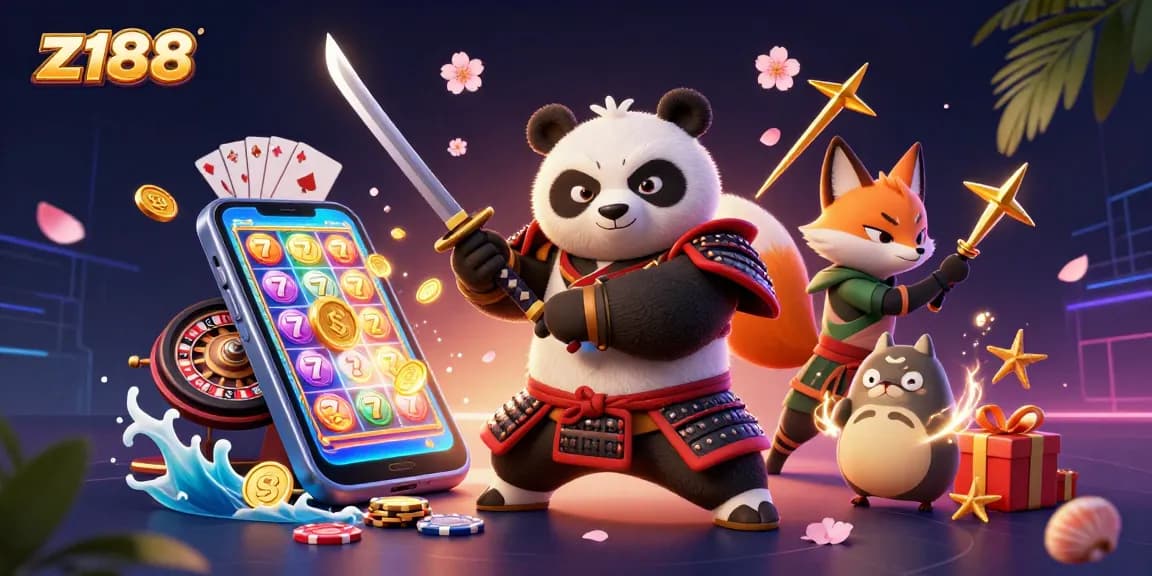 Engage with z188 by spinning colorful slots with samurai panda and ninja fox companions.