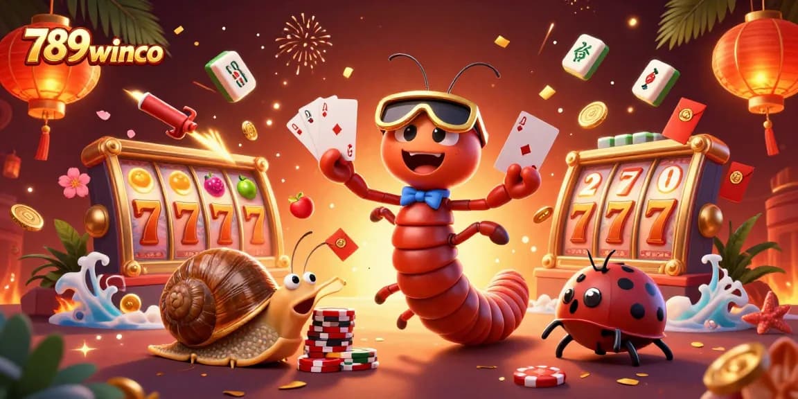 Engage in thrilling gameplay with 789winco as the millipede dealer showcases vibrant slots and cards.