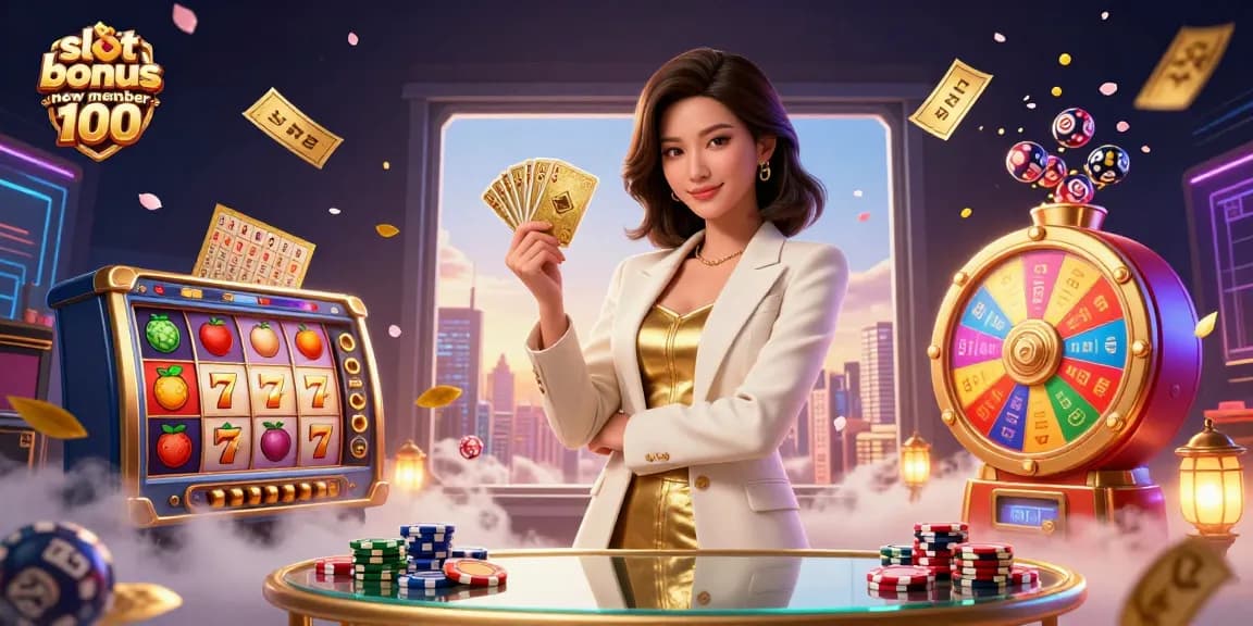 Claim the slot bonus new member 100 with vibrant gaming action and immersive casino elements.