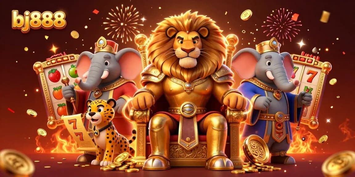 Experience thrilling wins at bj888 with vibrant slot reels and magical casino characters.
