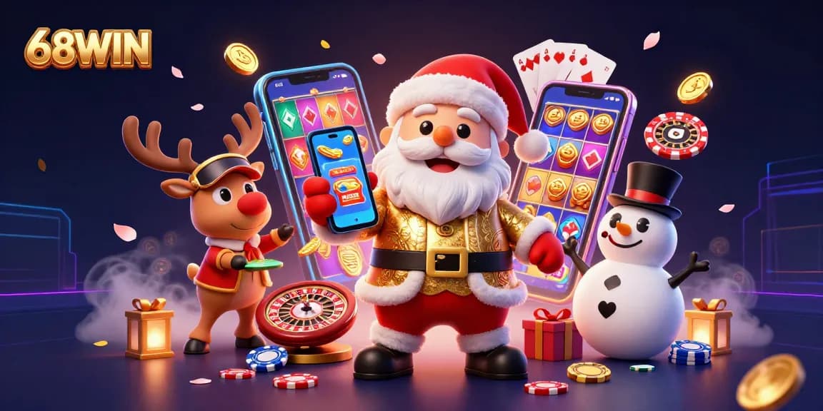 Spin the reels for big wins at 68WIN, featuring a colorful casino adventure scene.