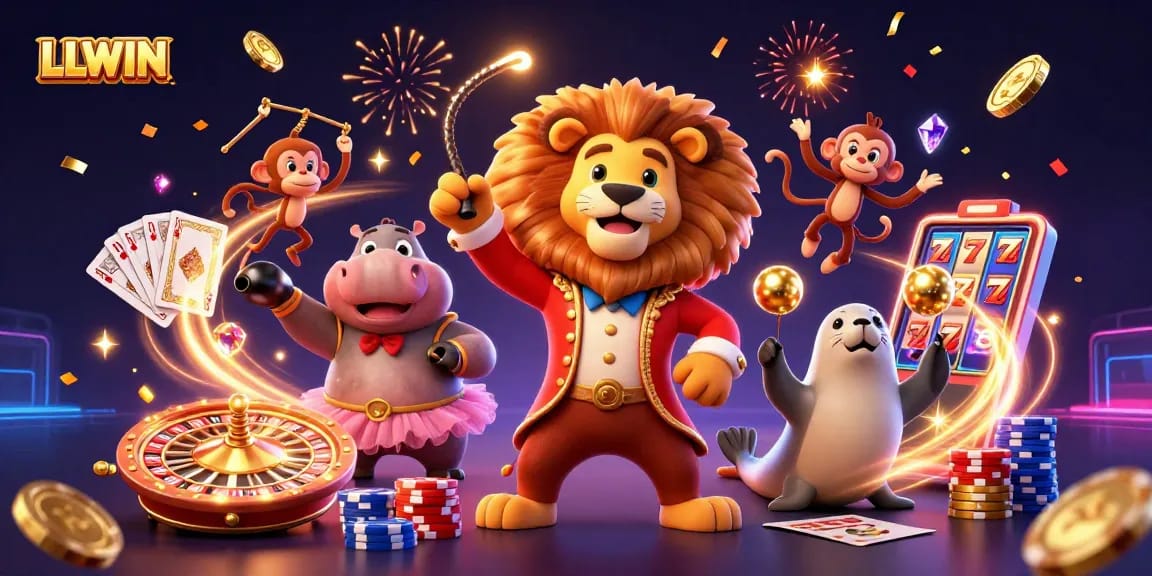 LLWIN features an exciting casino scene with vibrant characters and gaming elements for players to enjoy.