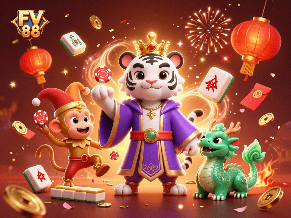 Experience thrilling gameplay at FV 88 with engaging characters and vibrant casino elements.