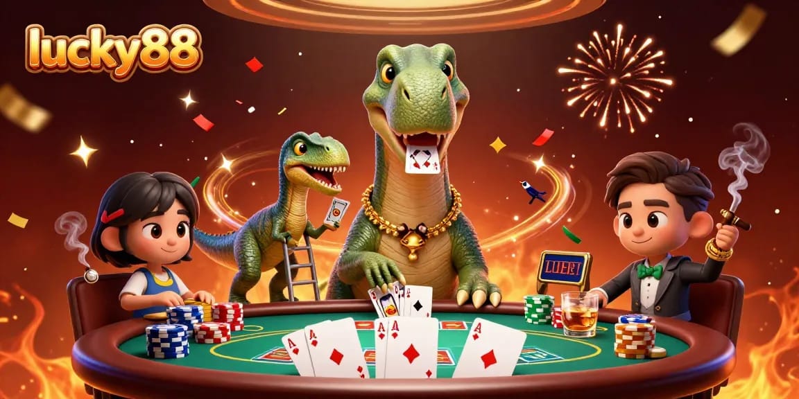 Engage with lucky88 as the brontosaurus oversees a vibrant poker scene full of excitement.