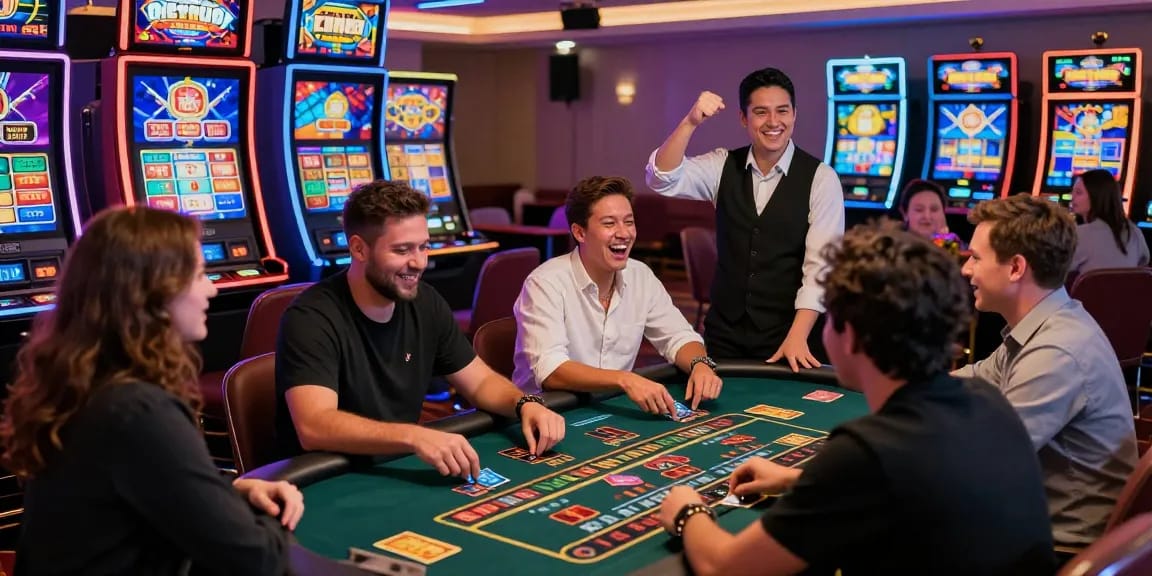 Exciting gaming atmosphere at credit card casinos UK, showcasing diverse players enjoying various games while using credit cards for deposits at https://dentalgroups.co.uk.