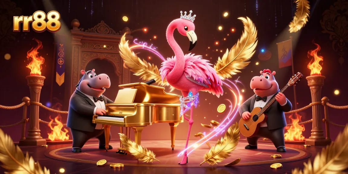 Engage in exciting gaming opportunities with rr88, showcasing a vibrant casino scene and characters.