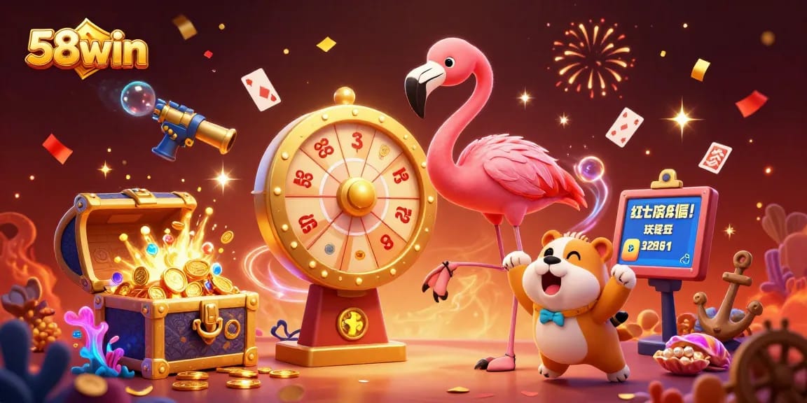 Engage with exciting moments at 58win, featuring vibrant gambling elements and energetic characters.