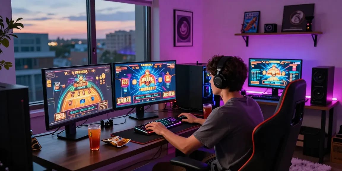 Online gaming scene with vibrant graphics and gaming setup at https://f1686s.com/ showcasing immersive action.