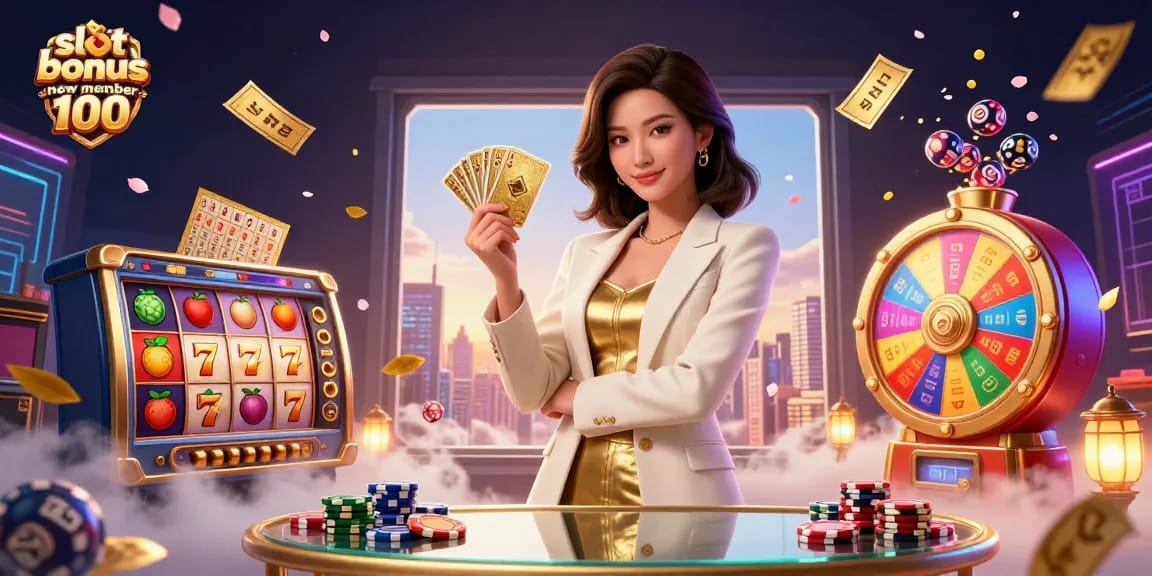 Claim the slot bonus new member 100 with vibrant gaming action and immersive casino elements.