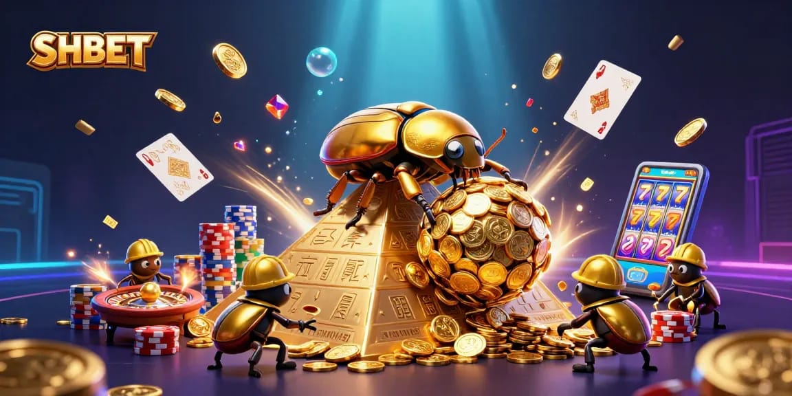 SHBET plunges into excitement with golden coins glimmering around enchanting 3D beetle characters