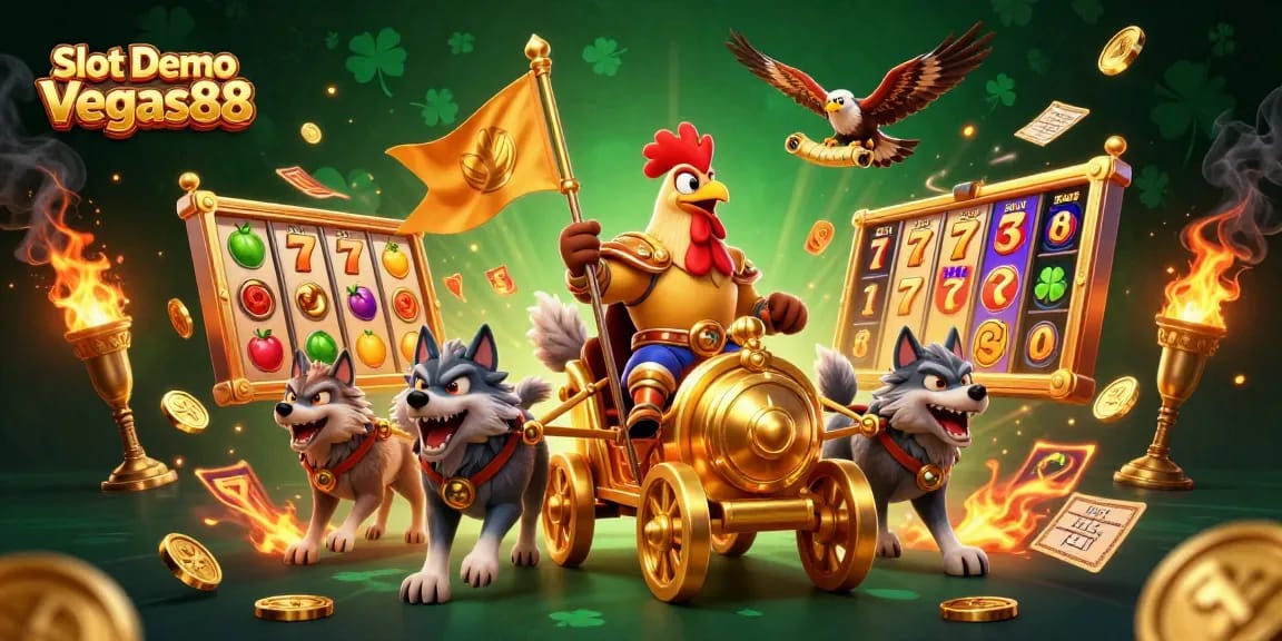 Experience thrilling Slot Demo Vegas88 with winning strategies displayed in a vibrant 3D illustration.