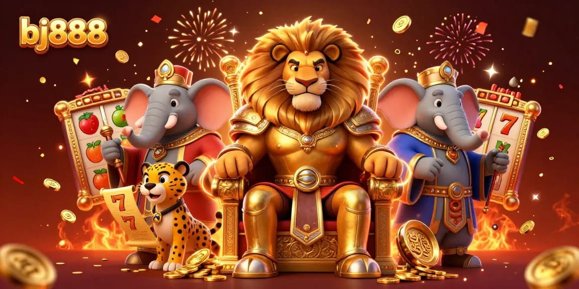 Experience thrilling wins at bj888 with vibrant slot reels and magical casino characters.