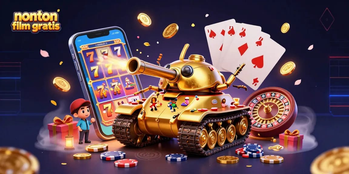 Nonton film gratis through engaging gameplay in a dynamic 3D casino scene with vibrant elements.