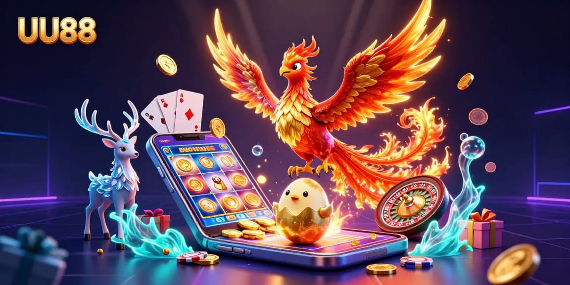 Experience thrilling gaming excitement at UU88 with slot games and vibrant characters.