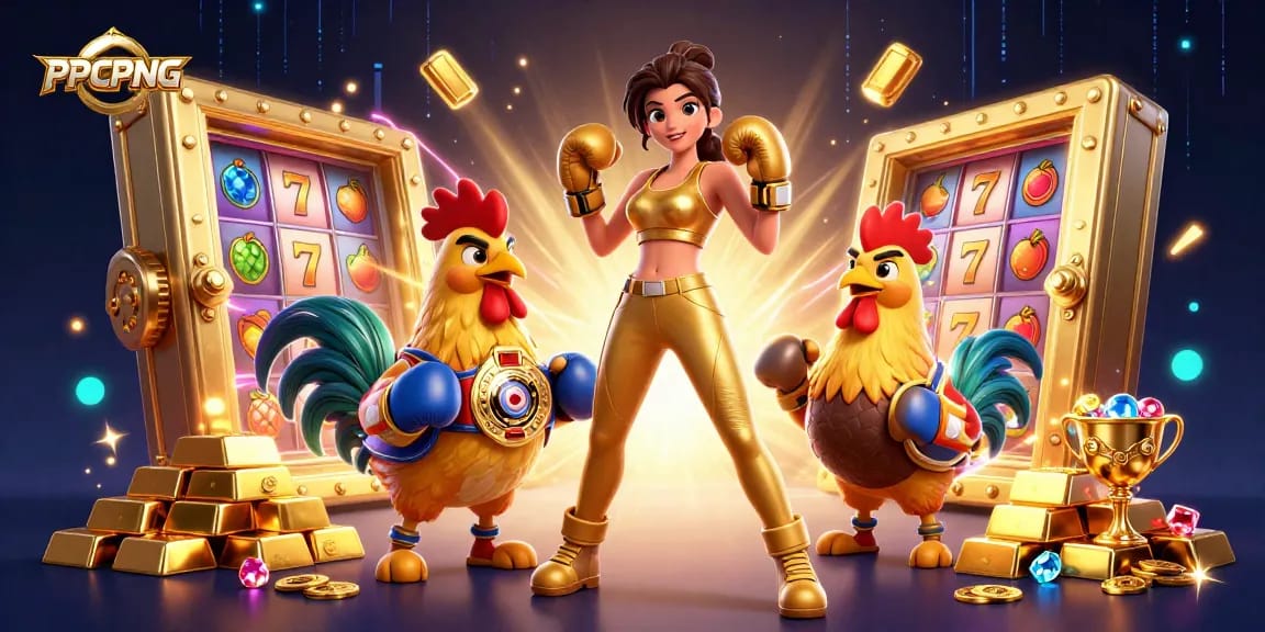Engage thrilling pokies action with PPCPNG, featuring captivating characters and vibrant casino elements.
