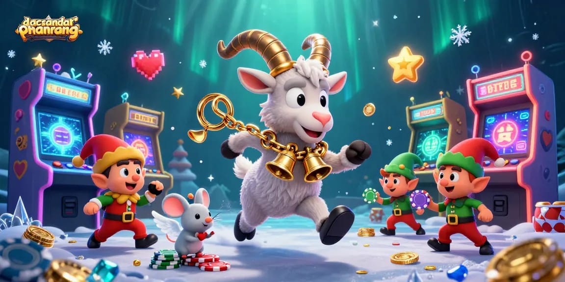 Experience thrilling gaming with dacsandatphanrang's festive casino; Krampus, angel mouse, and elf gremlins in action!