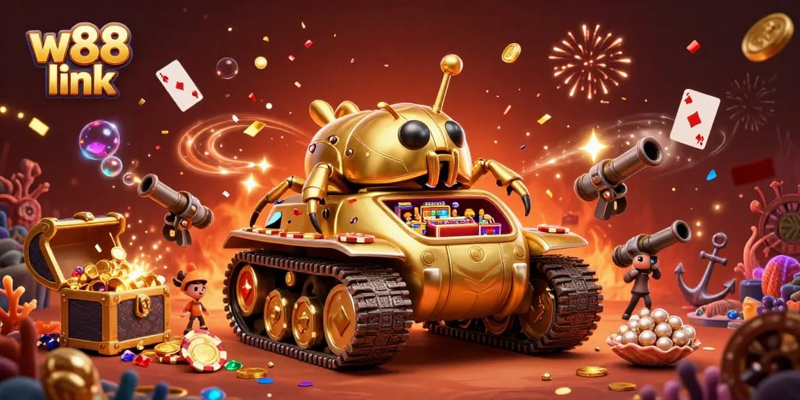 Experience thrilling gameplay with the w88 link in a dynamic casino scene with gold coins and cards.