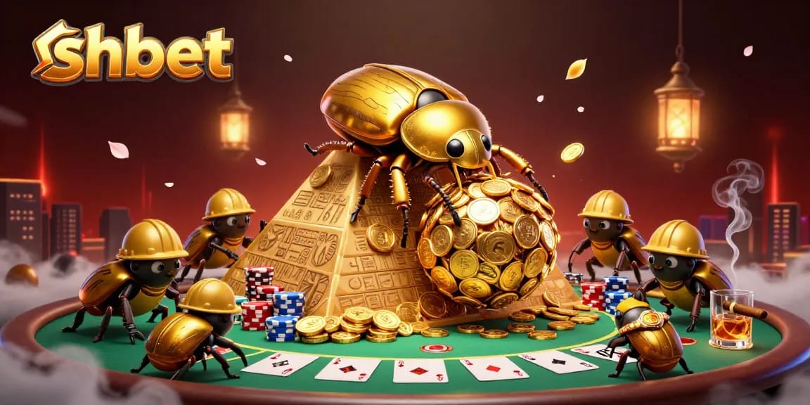 Engage in thrilling play at SHBET, where golden coins and poker chips fill the atmosphere with excitement.