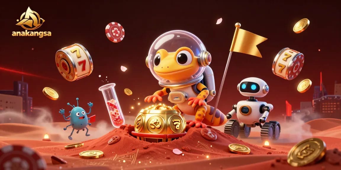 Anakangsa brings thrilling casino action alive in an adventurous Martian setting, showcasing vibrant slot reels.