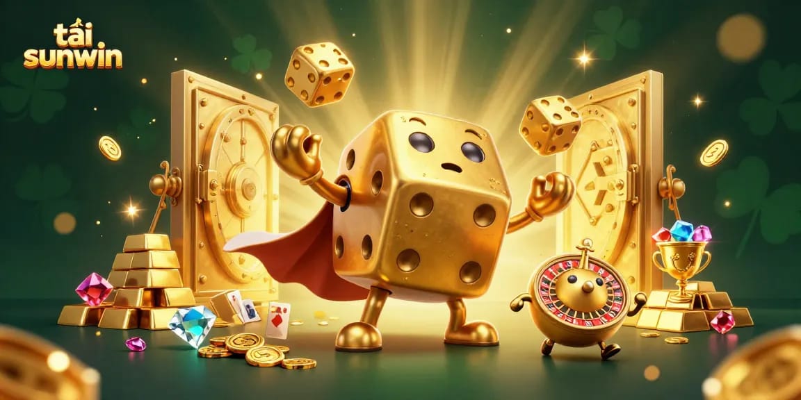 Engage in thrilling gameplay with tải sunwin featuring a vibrant 3D casino scene bursting with treasures.