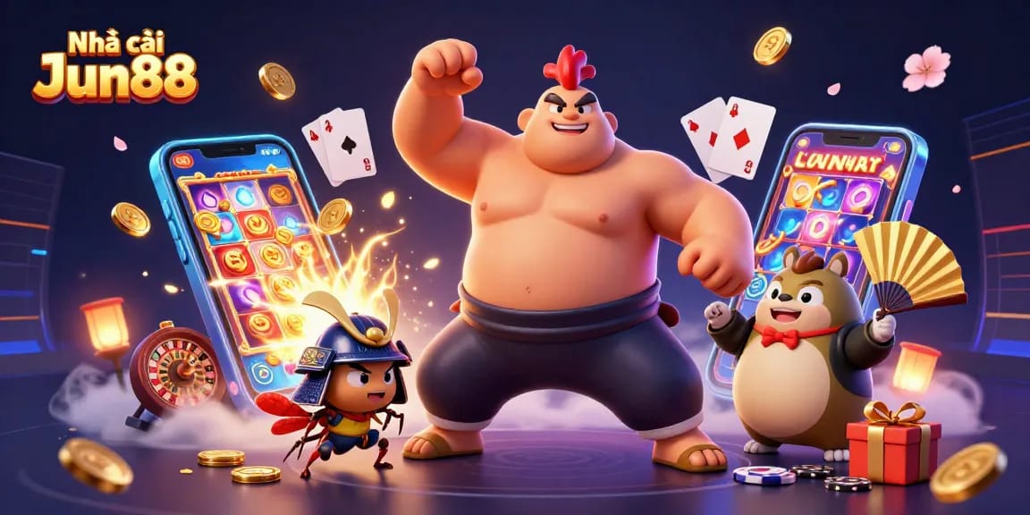 Experience fun betting moments with Nhà cái Jun88 featuring vibrant casino characters and games.