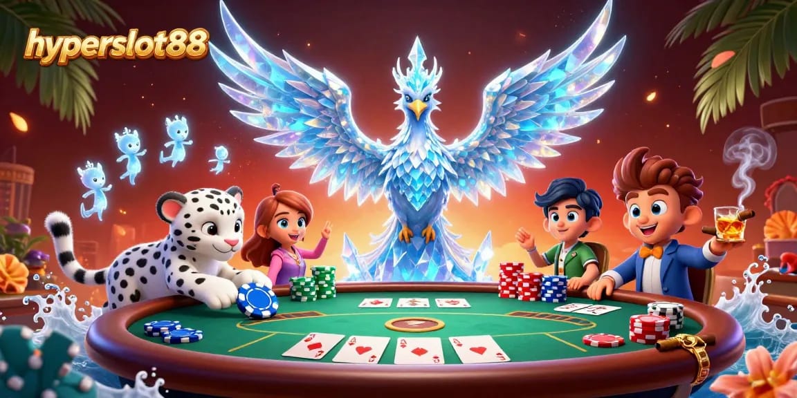Experience winning with hyperslot88 in a vibrant casino-themed ultra-detailed scene filled with excitement.