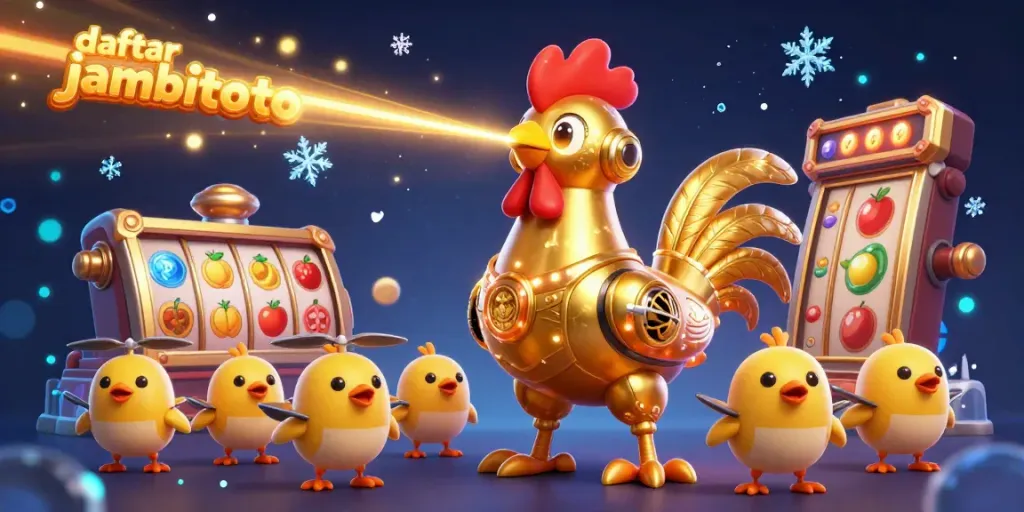 Engage in thrilling gameplay at daftar jambitoto with captivating slot symbols and golden characters in action.