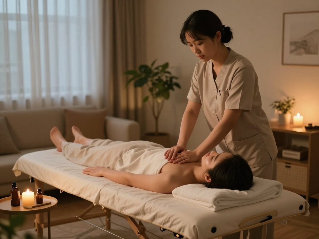Comfortable home 출장안마 session showcasing relaxation and tranquility.