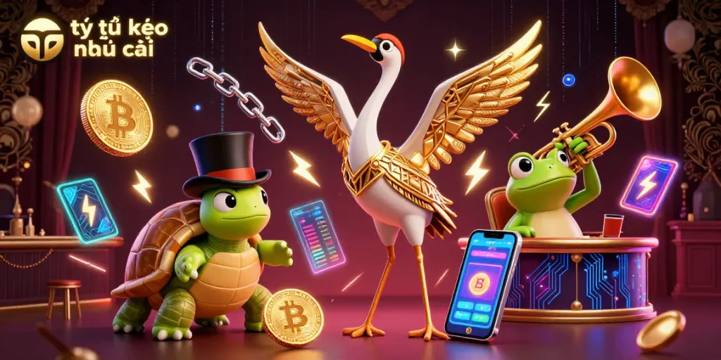 Engage in tỷ lệ kèo nhà cái with exciting casino action in this vibrant 3D illustration.