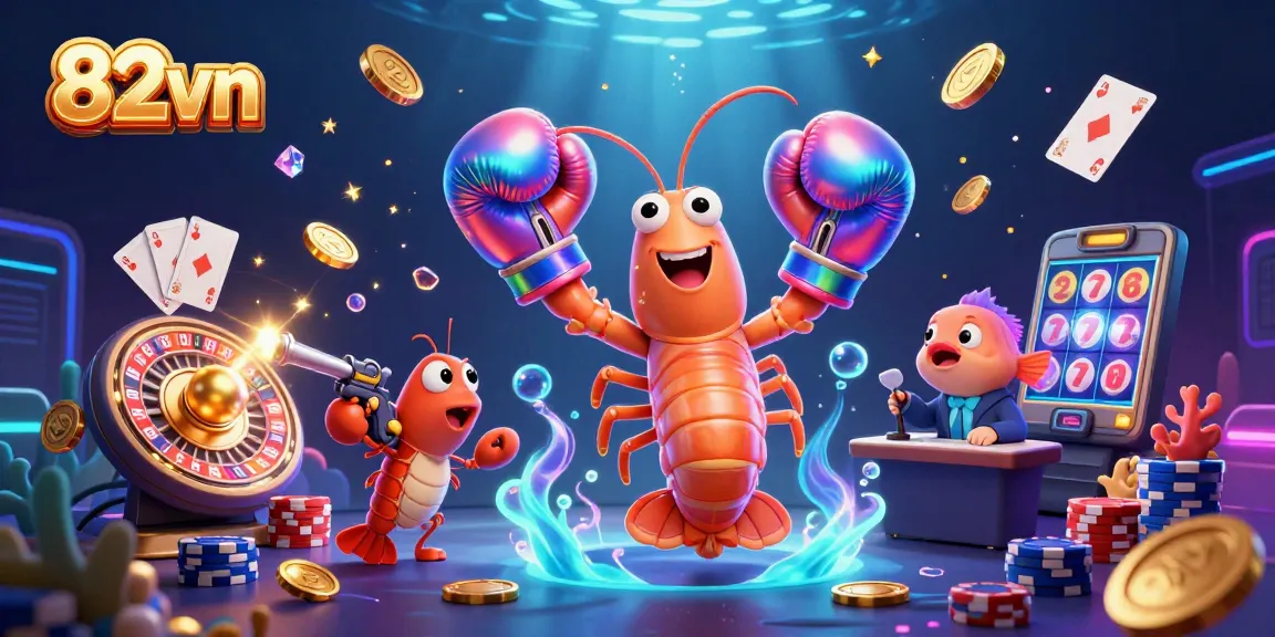 Experience thrilling gaming action with 82vn in this vibrant underwater 3D illustration