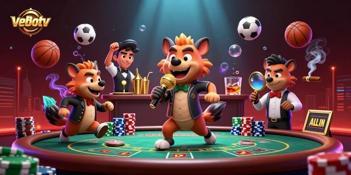Experience live betting excitement at vebotv with dynamic hyena characters in a vibrant casino scene.
