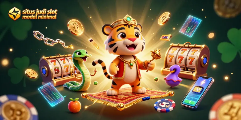 Spin and win big with situs judi slot modal minimal in this vibrant 3D casino scene.