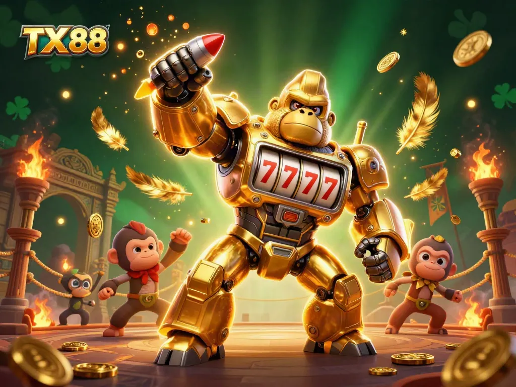 Engage in thrilling gameplay with TX 88 at our vibrant casino, featuring an action-packed scene.
