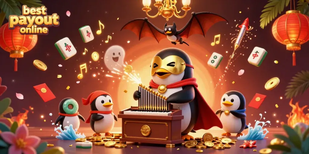 Experience the excitement of the best payout casinos online with a penguin organist and vibrant symbols.