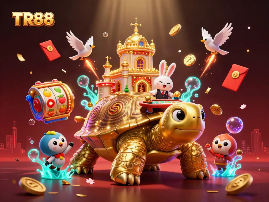 Enjoy thrilling gaming at TR88 with its vibrant 3D casino illustration showcasing a fantasy setting and engaging characters.