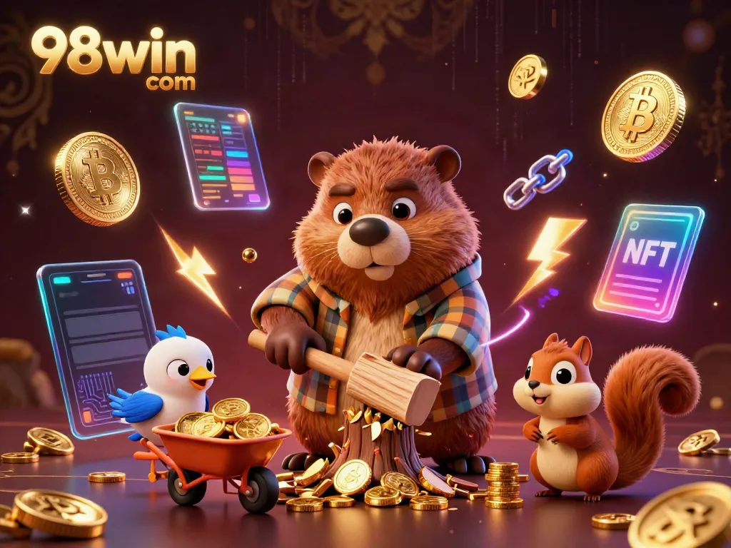 Engage in thrilling gameplay with 98win com, featuring golden coins raining down in a vibrant casino scene.