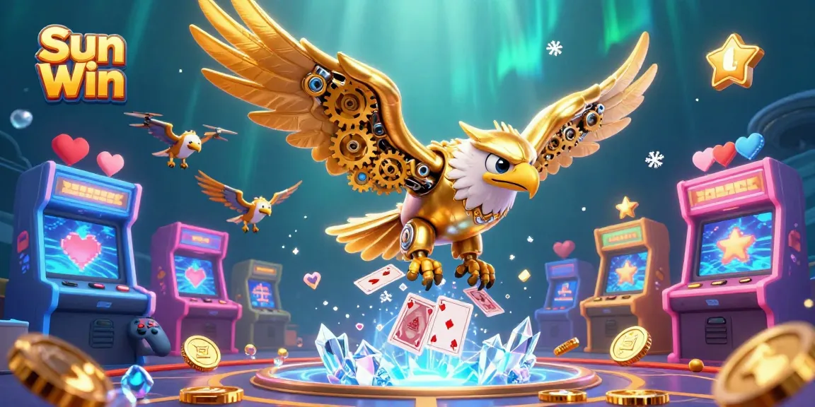 Experience the excitement of Sun Win with a dynamic 3D cartoon scene capturing thrilling casino gameplay.