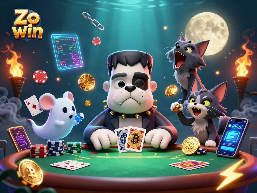 Engage in thrilling card games at Zo win, where characters create a vibrant gambling scene.