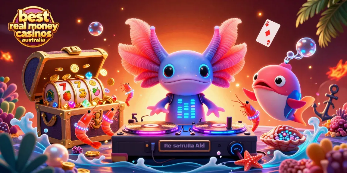 Experience thrilling wins at the best real money casinos Australia with vibrant 3D casino themed illustration.